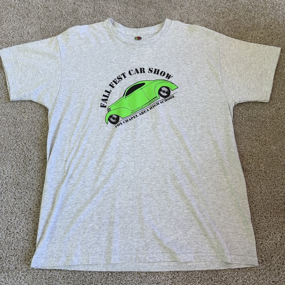 Y2K Fruit Of The Loom Shirt Mens XL Gray Fall Fest Car Show Fox Chapel Tee